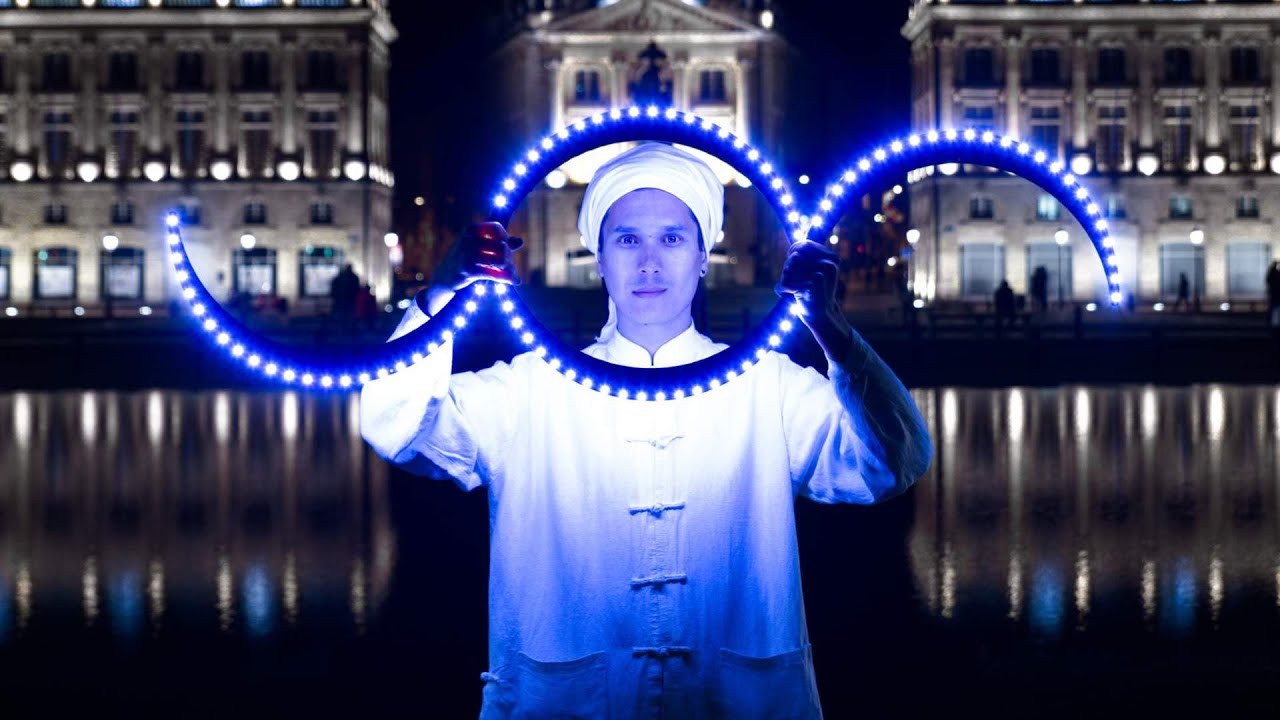 Artiste de feu, échassiers, jongleurs lumineux LED pour spectacle de feu, Fire Show à Bordeaux (vidéo)